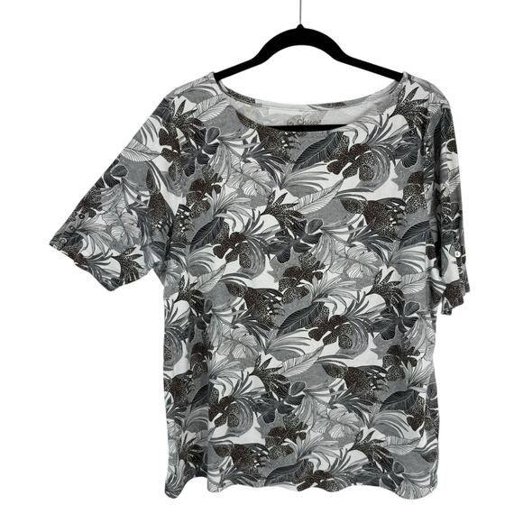 Chicos 3 Short Sleeve Tee Women Size XL Multicolor Botanical Pattern Round neck - Picture 8 of 8